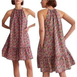 Boden Ingrid Floral Tiered Halter Dress Multi Bloom Garden Size 4 R Belted NWT